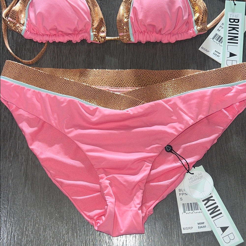The Bikini Lab Pink and Gold Two-Piece Triangle Bikini - Picture 5 of 5